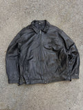 Vintage Quilted Lined Full Zip Faux Leather Jacket Size XL