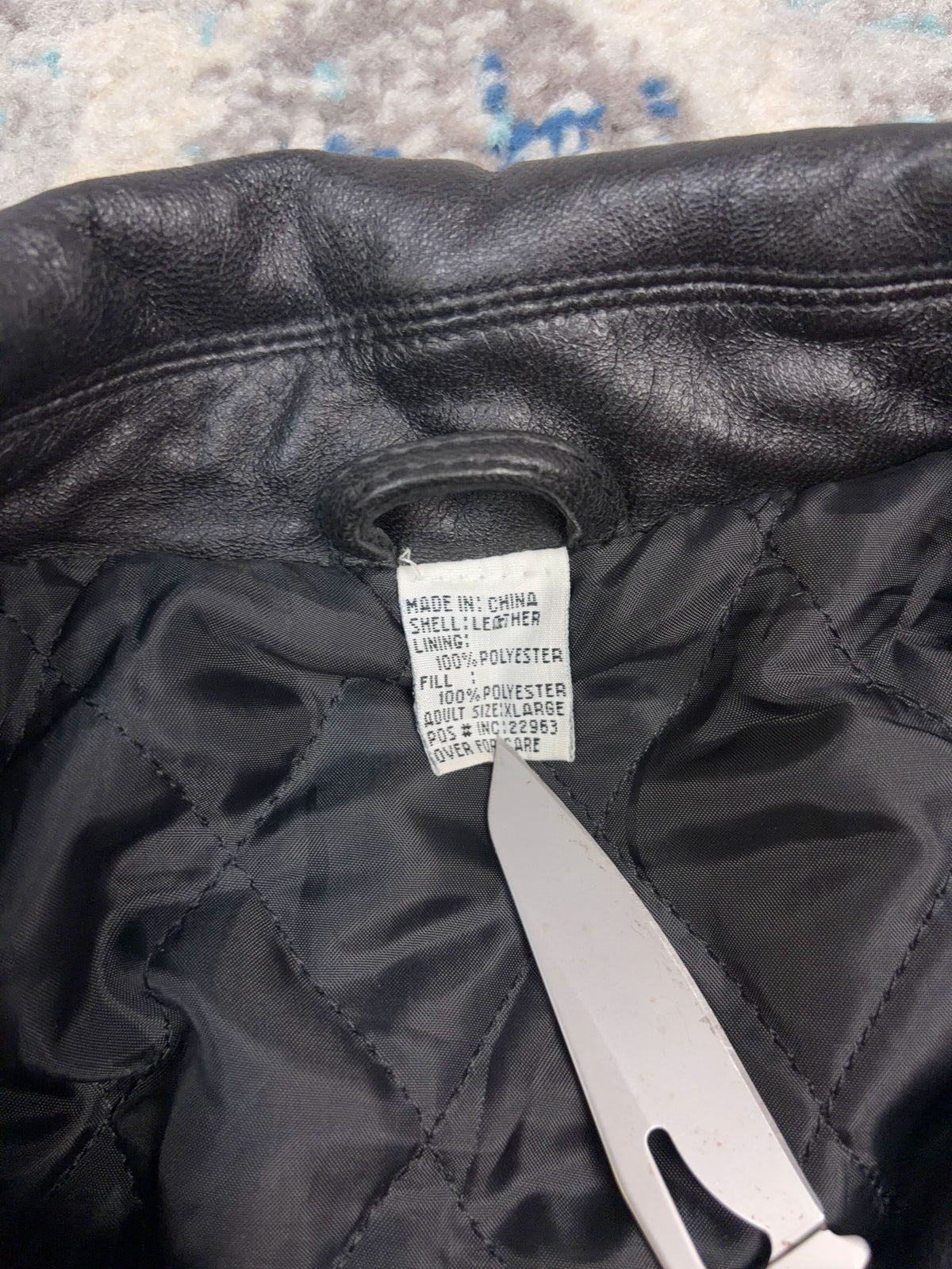 Vintage Quilted Lined Full Zip Faux Leather Jacket Size XL