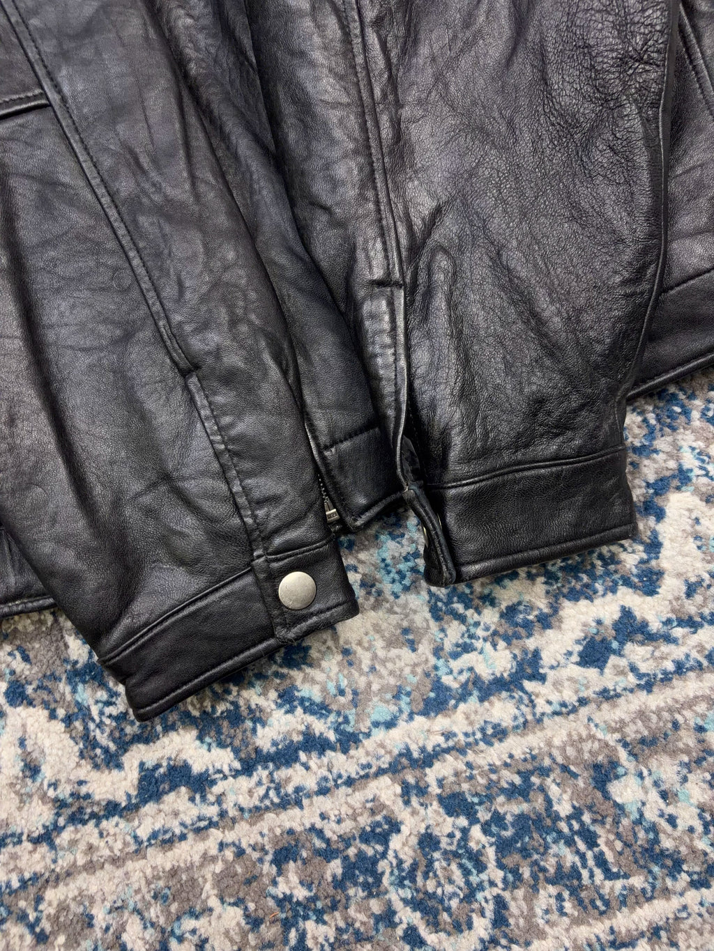 Vintage Quilted Lined Full Zip Faux Leather Jacket Size XL