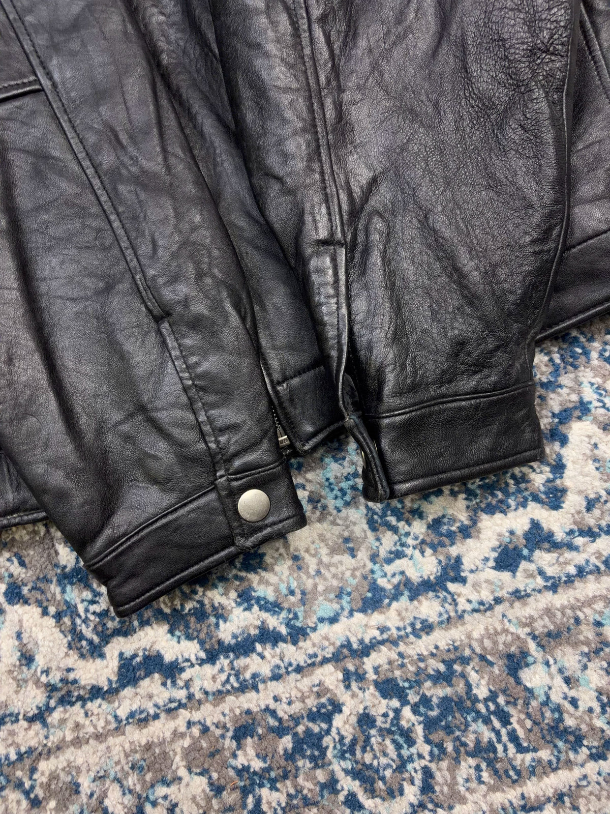 Vintage Quilted Lined Full Zip Faux Leather Jacket Size XL
