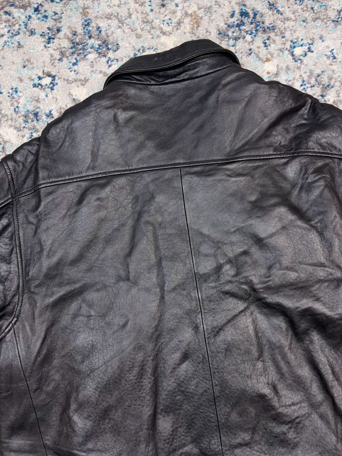 Vintage Quilted Lined Full Zip Faux Leather Jacket Size XL
