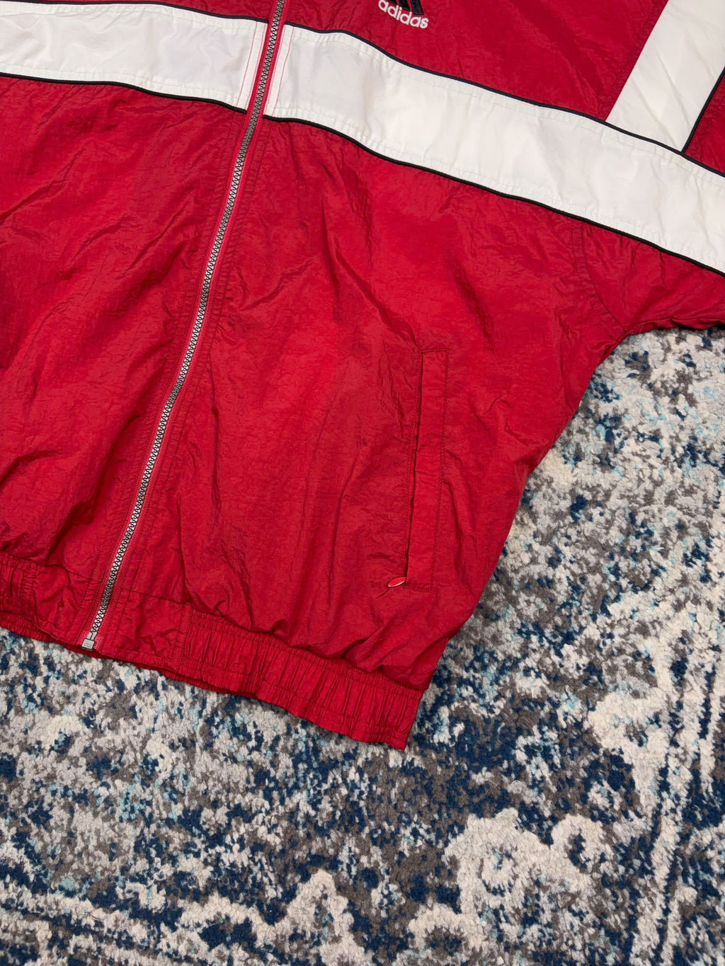 Vintage 90s Adidas Team Canada Embroidered Logo Striped Windbreaker Jacket Size Large
