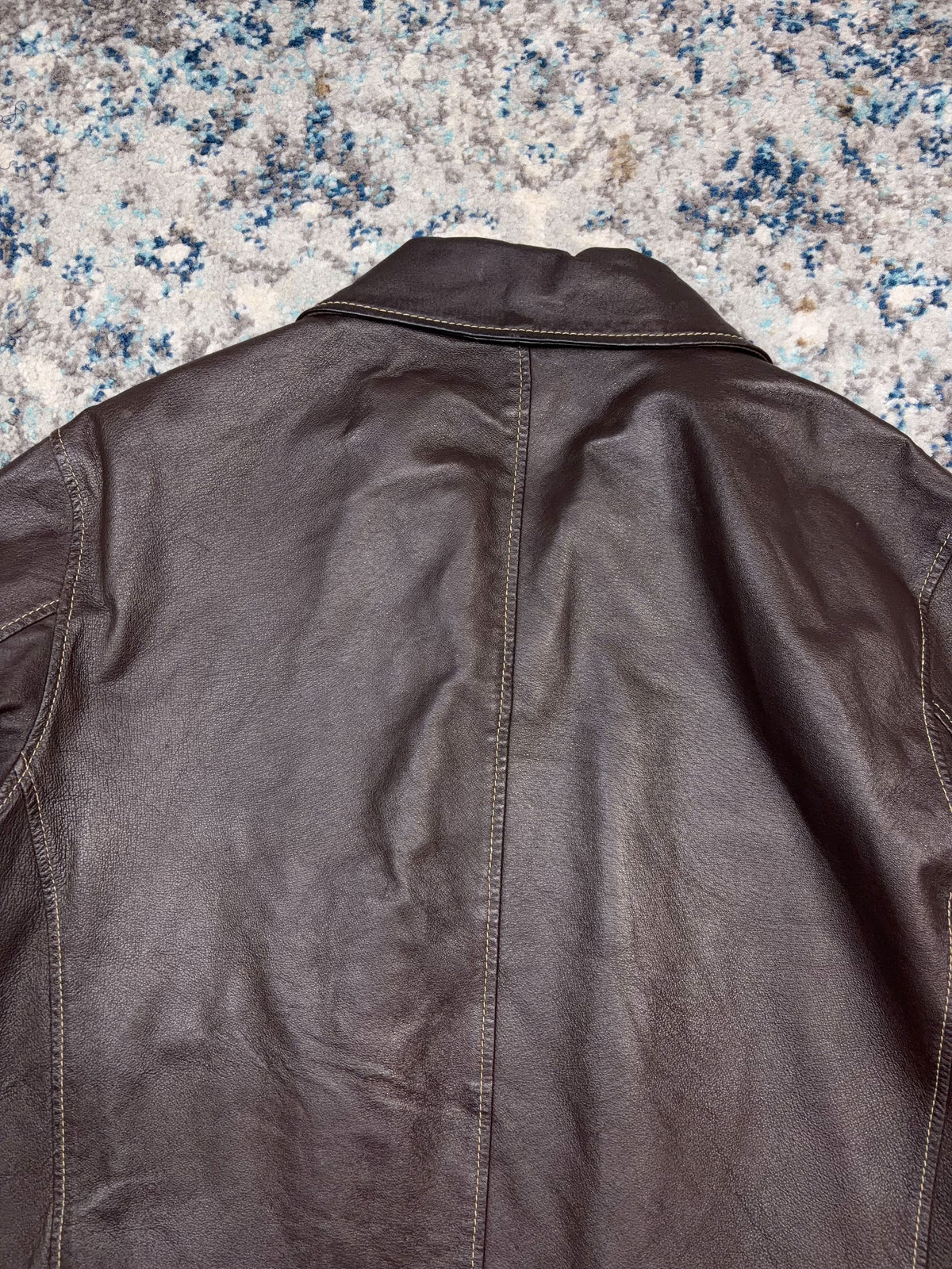 Vintage Danier Contrast Stitch Full Zip Genuine Brown Leather Jacket Size Medium