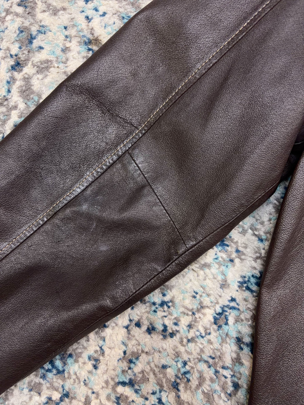 Vintage Danier Contrast Stitch Full Zip Genuine Brown Leather Jacket Size Medium