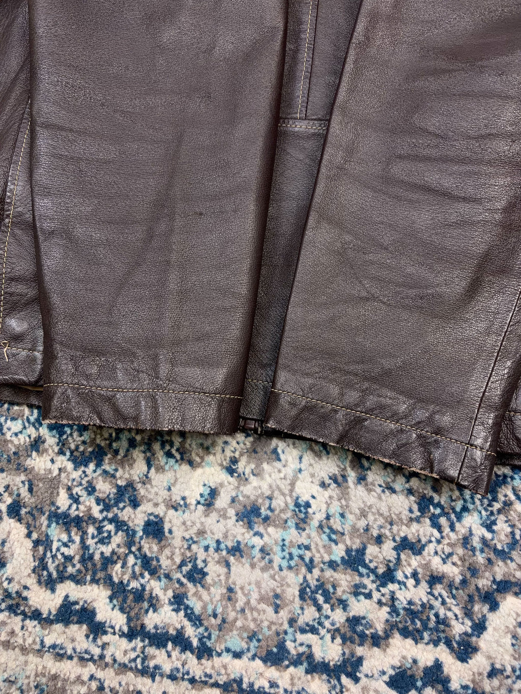 Vintage Danier Contrast Stitch Full Zip Genuine Brown Leather Jacket Size Medium