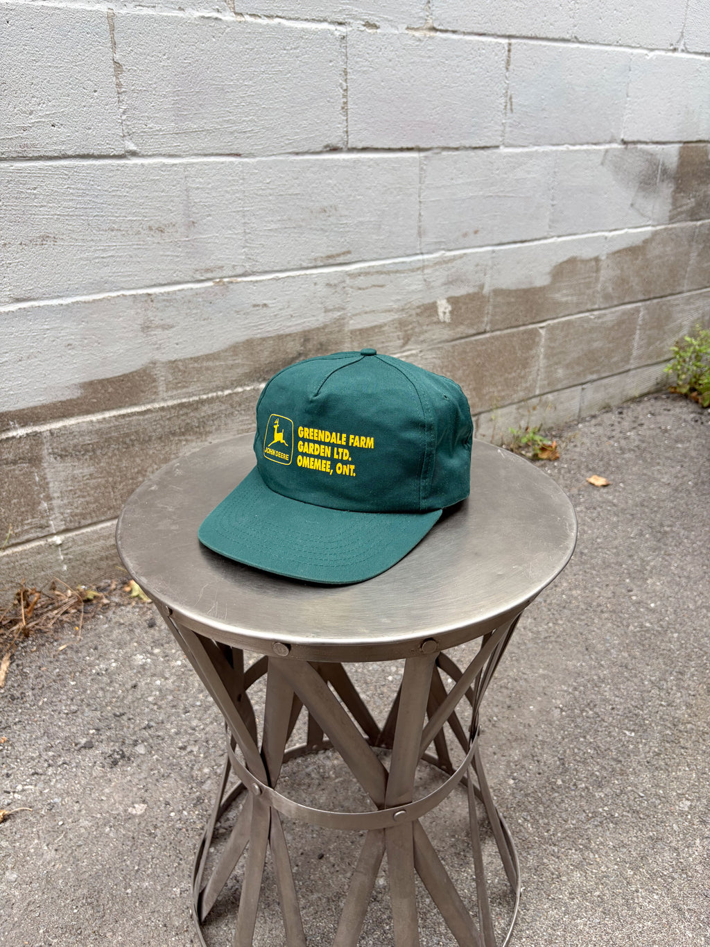 Vintage 90s John Deere Greendale Farm Garden Ontario Snapback Hat OSFA