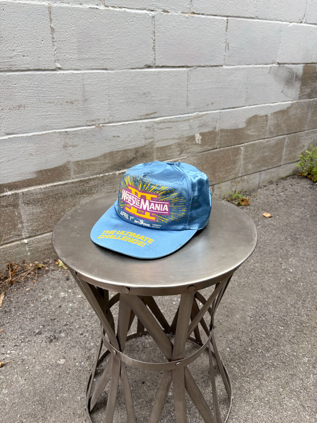 Vintage 1990 Wrestlemania VI The Ultimate Challenge Skydone Satin Snapback Hat OSFA
