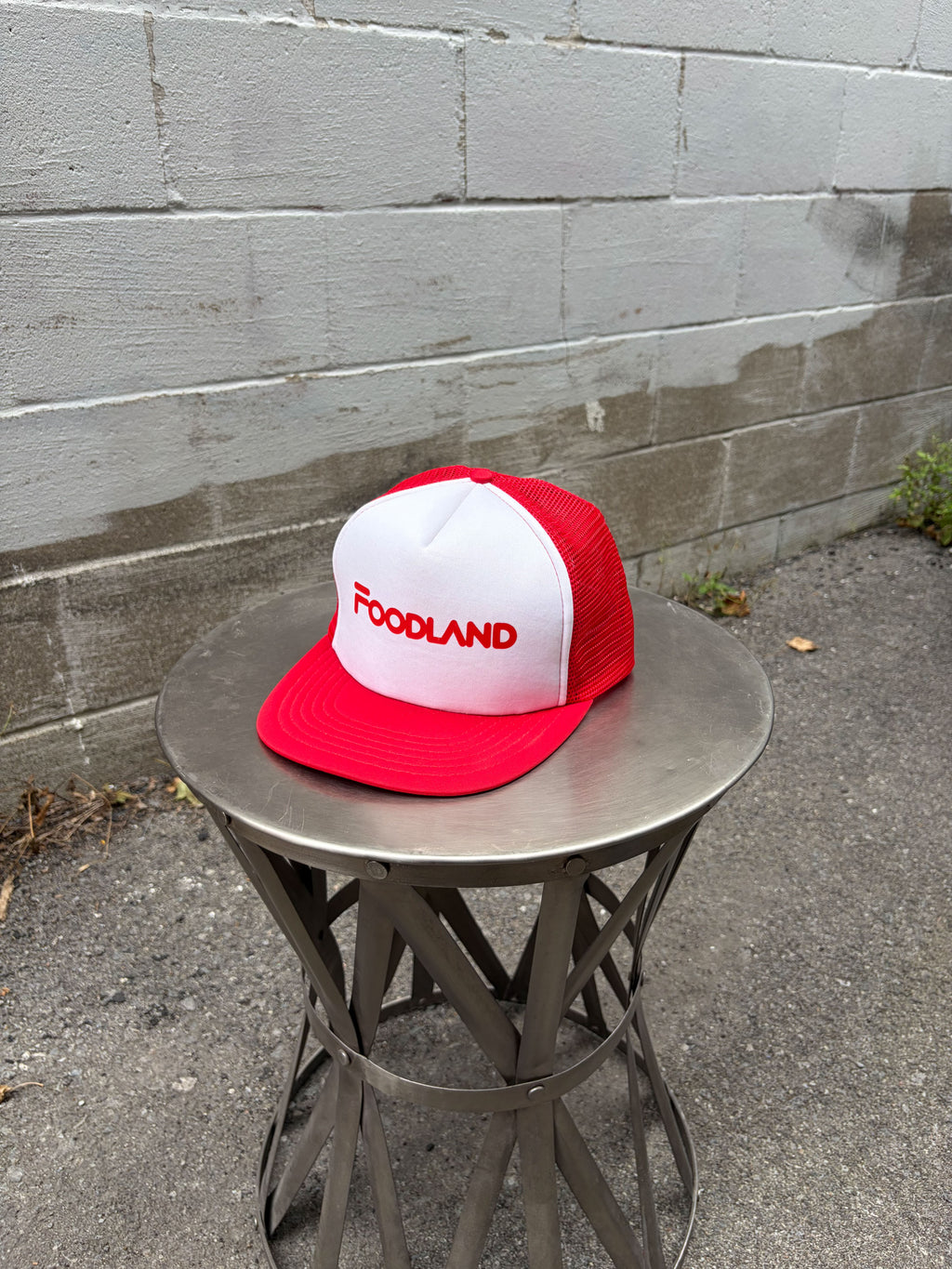 Vintage Foodland Grocery Store Logo Spellout Trucker Snapback Hat OSFA