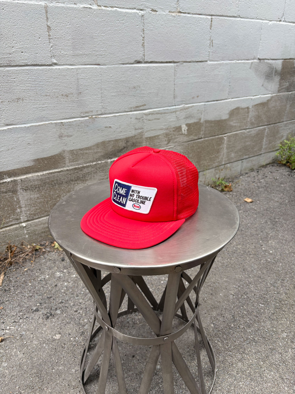 Vintage 80s/90s Esso Gas Come Clean With No Trouble Gasoline Trucker Snapback Hat OSFA