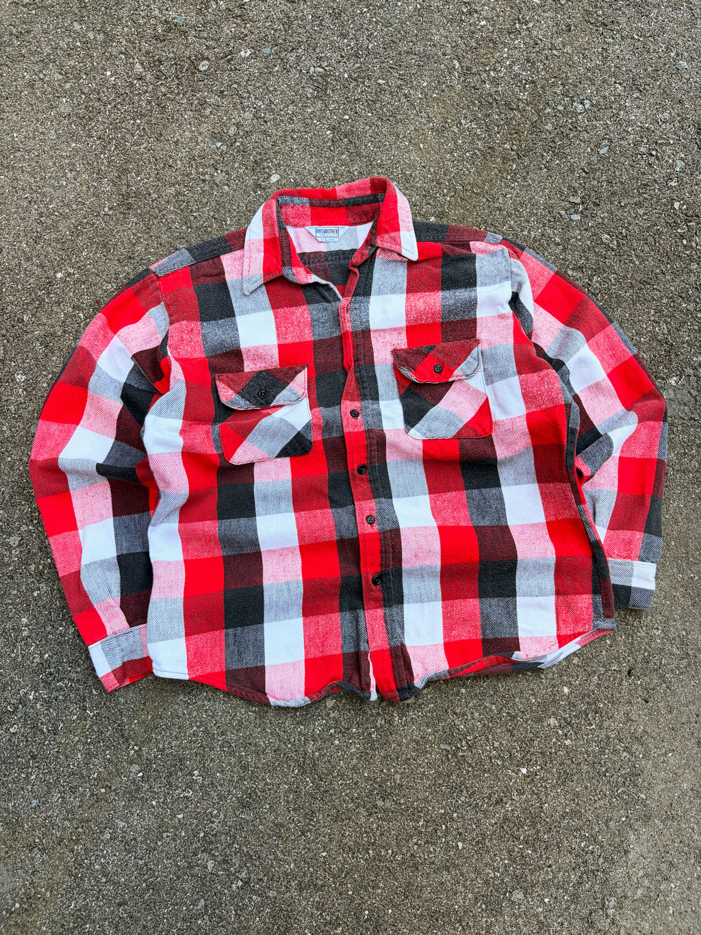 Vintage 90s Five Brother Plaid Double Pocket Long Sleeve Button Up Shirt Size Large
