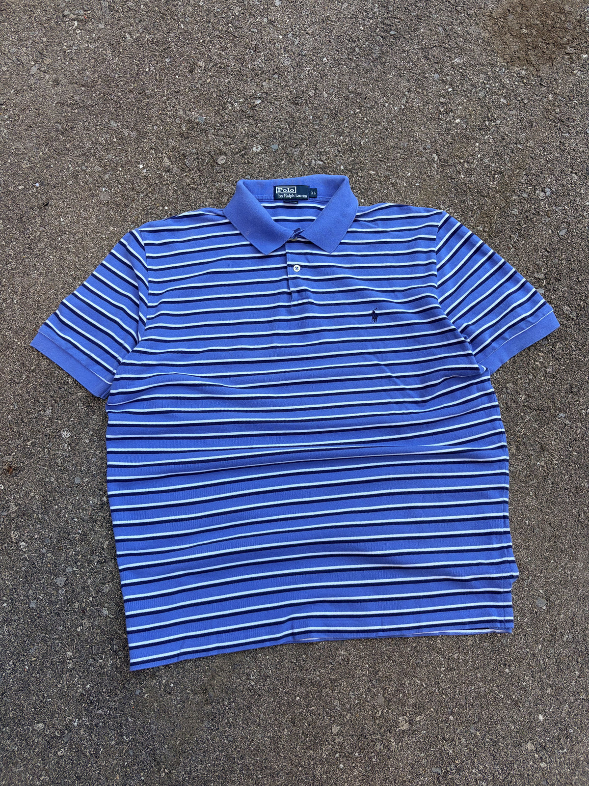 Vintage Polo Ralph Lauren Embroidered Pony Striped Collared Short Sleeve Button Up Shirt Size XL