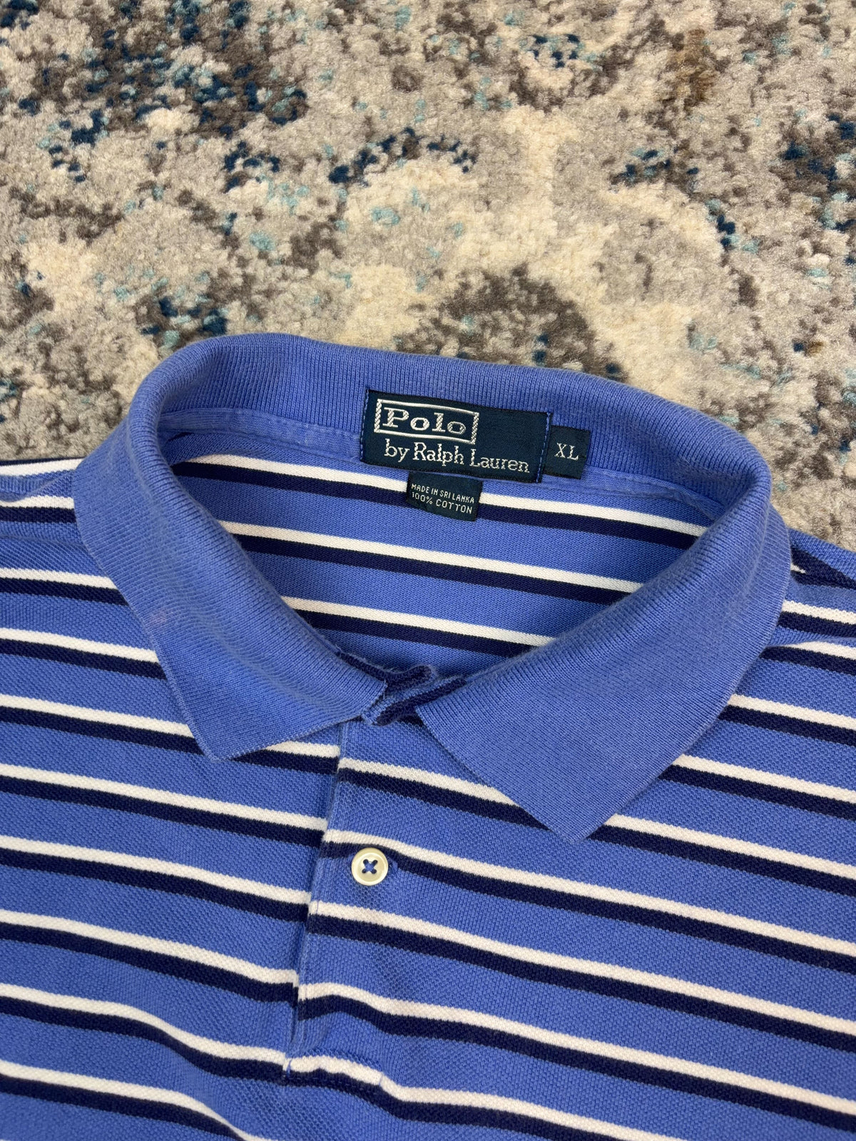 Vintage Polo Ralph Lauren Embroidered Pony Striped Collared Short Sleeve Button Up Shirt Size XL