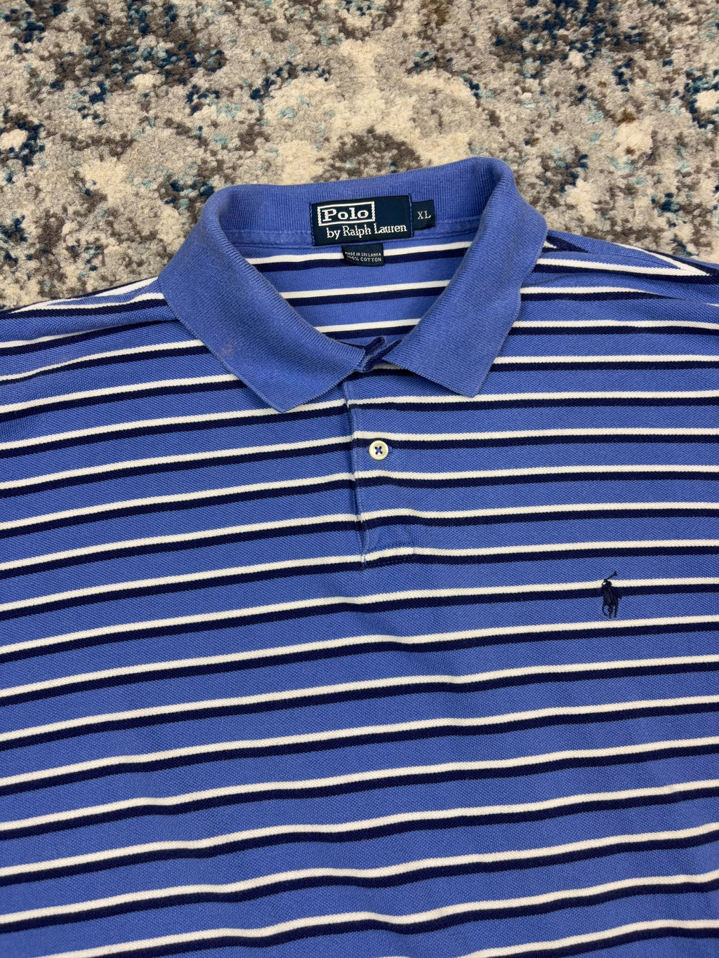 Vintage Polo Ralph Lauren Embroidered Pony Striped Collared Short Sleeve Button Up Shirt Size XL