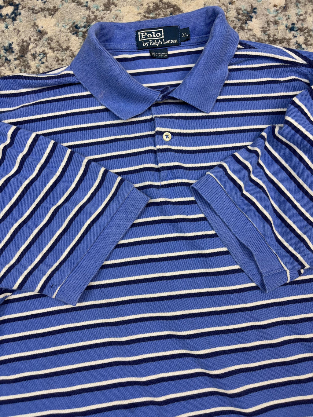 Vintage Polo Ralph Lauren Embroidered Pony Striped Collared Short Sleeve Button Up Shirt Size XL