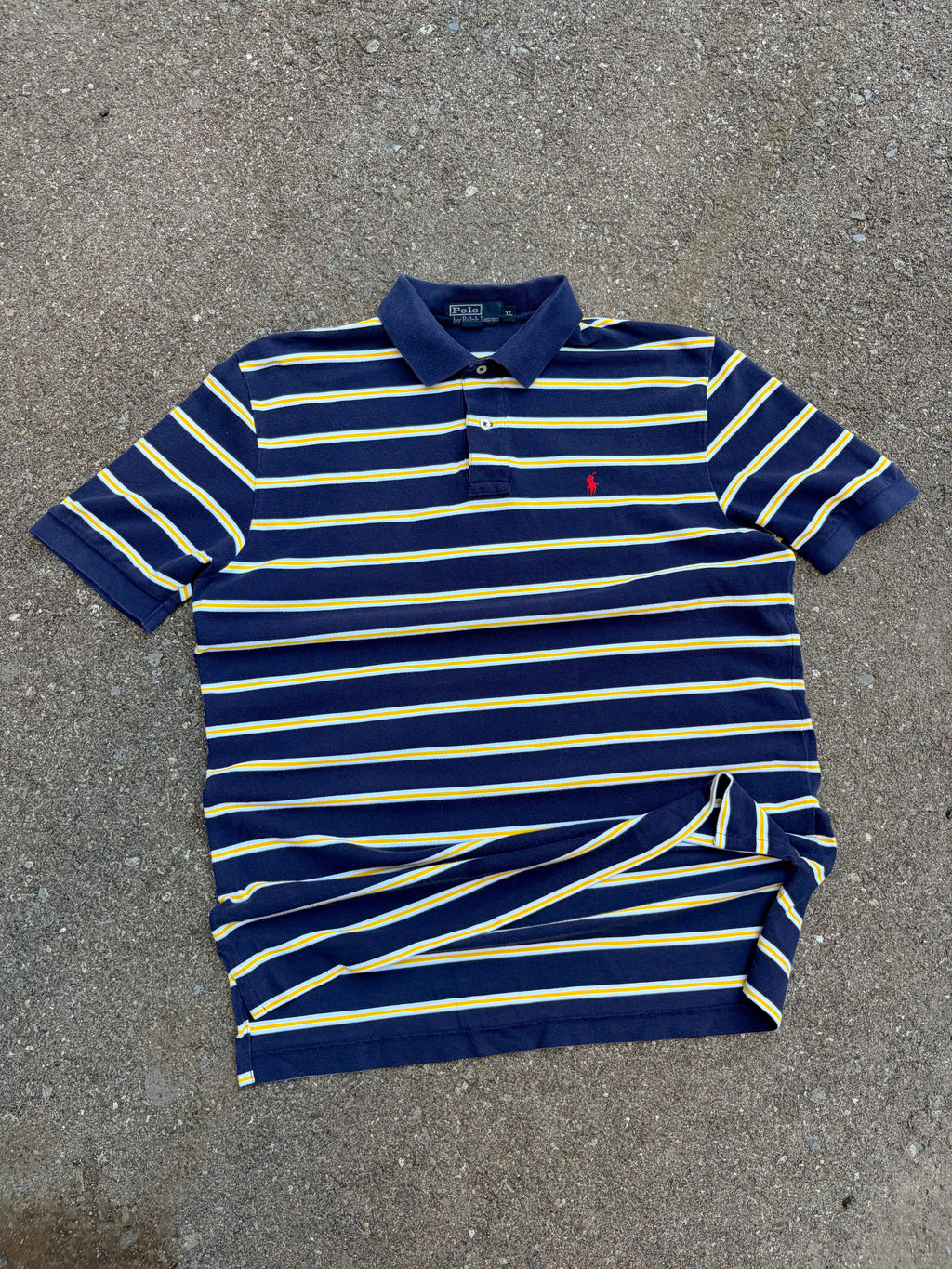 Vintage Polo Ralph Lauren Embroidered Pony Striped Collared Short Sleeve Button Up Shirt Size XL