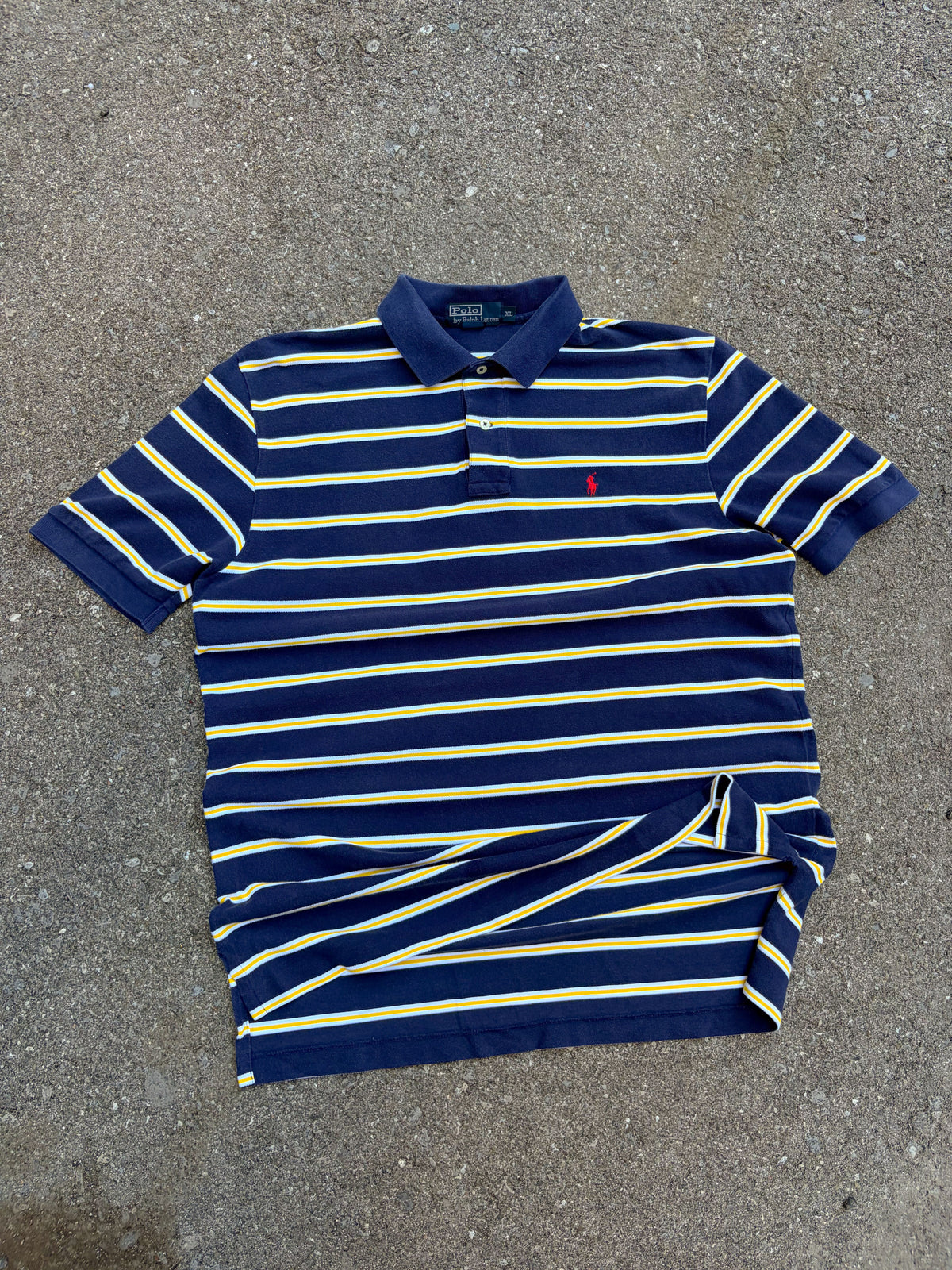 Vintage Polo Ralph Lauren Embroidered Pony Striped Collared Short Sleeve Button Up Shirt Size XL