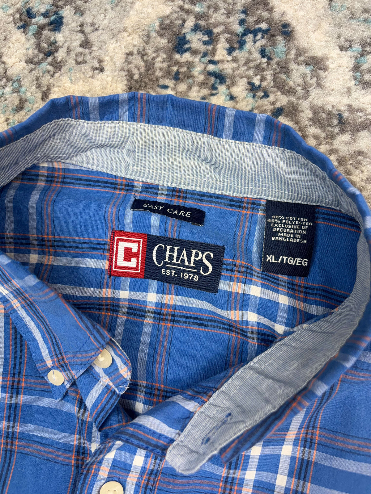 Vintage Chaps Ralph Lauren Plaid Short Sleeve Reworked Cropped Button Up Shirt Size XL