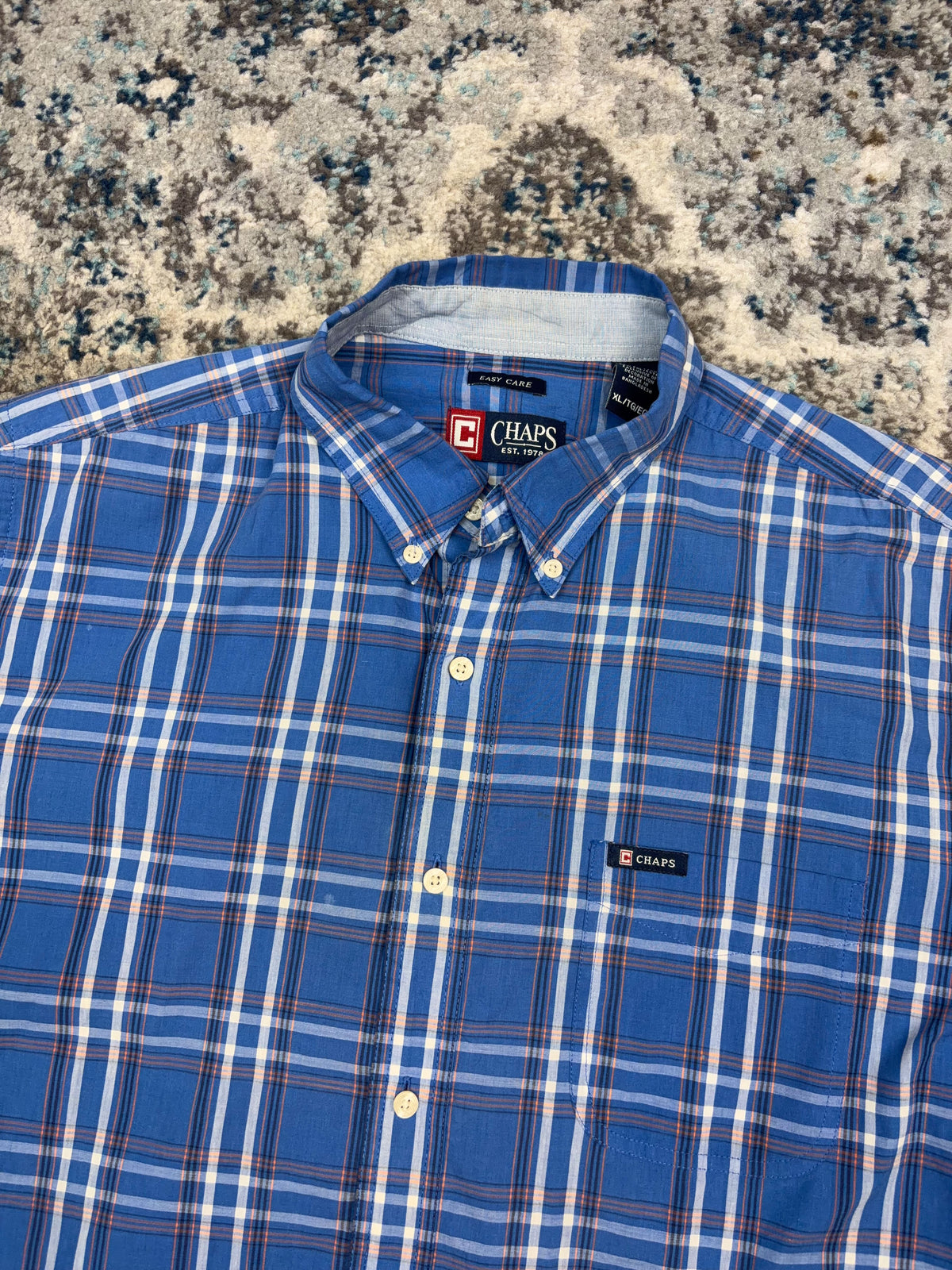 Vintage Chaps Ralph Lauren Plaid Short Sleeve Reworked Cropped Button Up Shirt Size XL