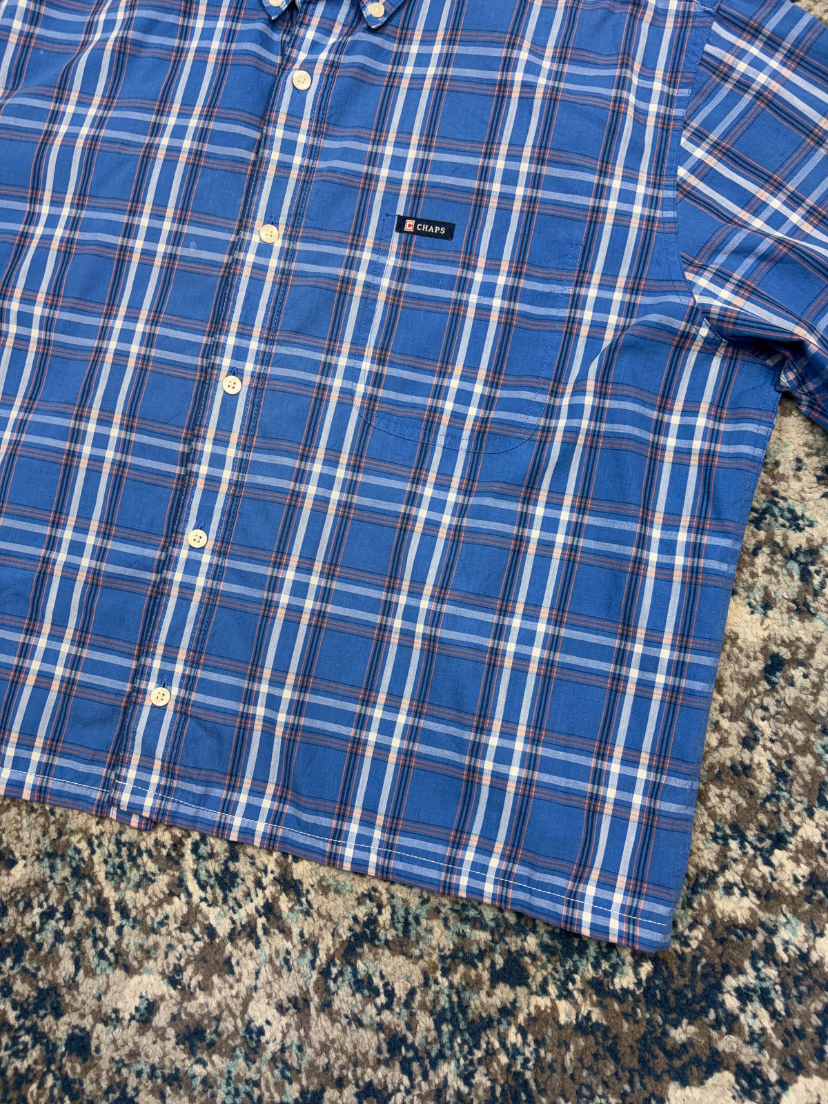 Vintage Chaps Ralph Lauren Plaid Short Sleeve Reworked Cropped Button Up Shirt Size XL