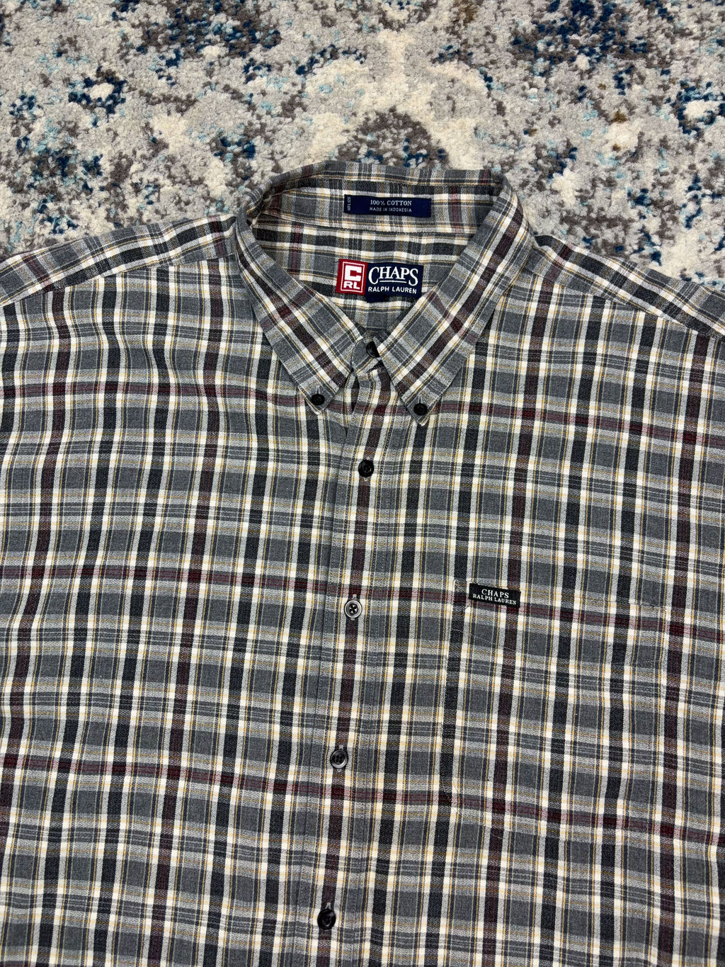 Vintage Chaps Ralph Lauren Embroidered Patch Plaid Reworked Cropped Button Up Shirt Size 2XL