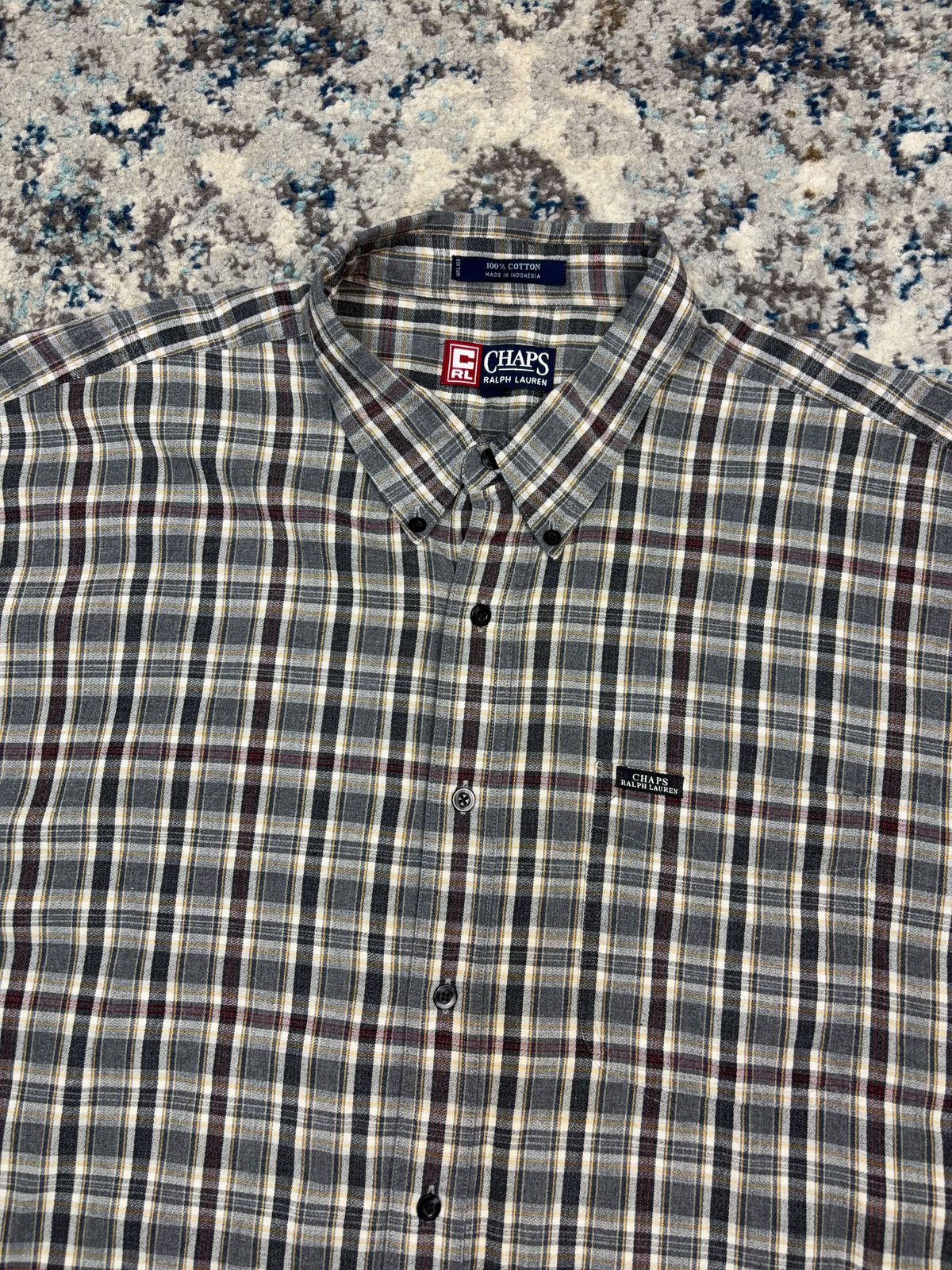 Vintage Chaps Ralph Lauren Embroidered Patch Plaid Reworked Cropped Button Up Shirt Size 2XL