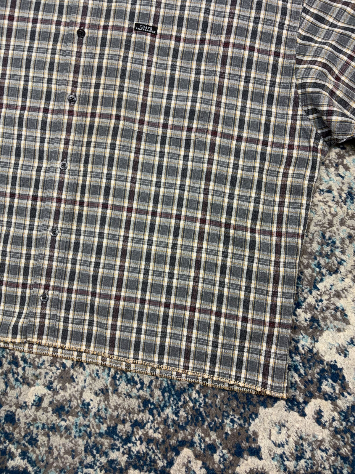 Vintage Chaps Ralph Lauren Embroidered Patch Plaid Reworked Cropped Button Up Shirt Size 2XL
