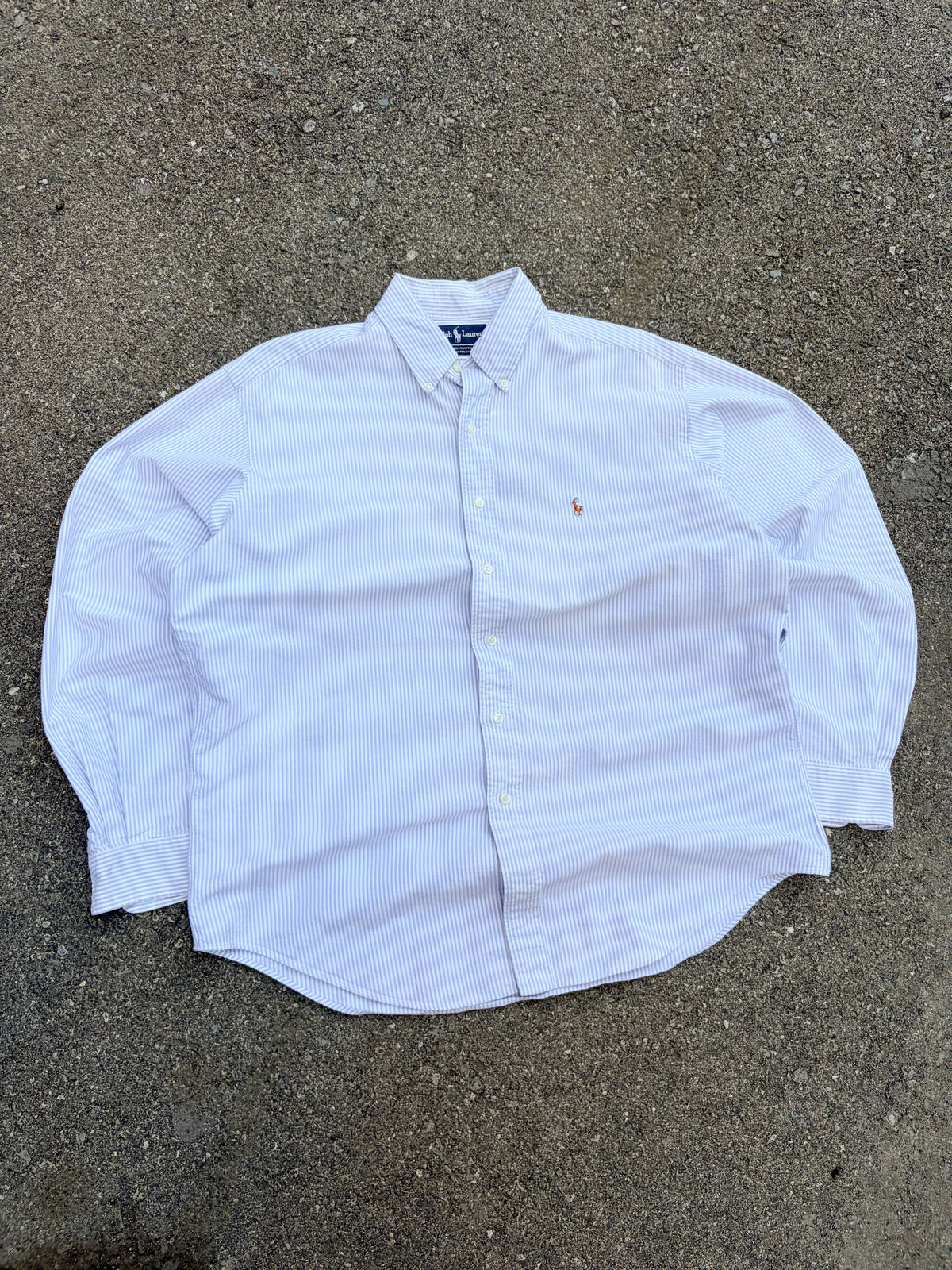 Vintage Polo Ralph Lauren Embroidered Pony Striped Long Sleeve Button Up Shirt Size XL