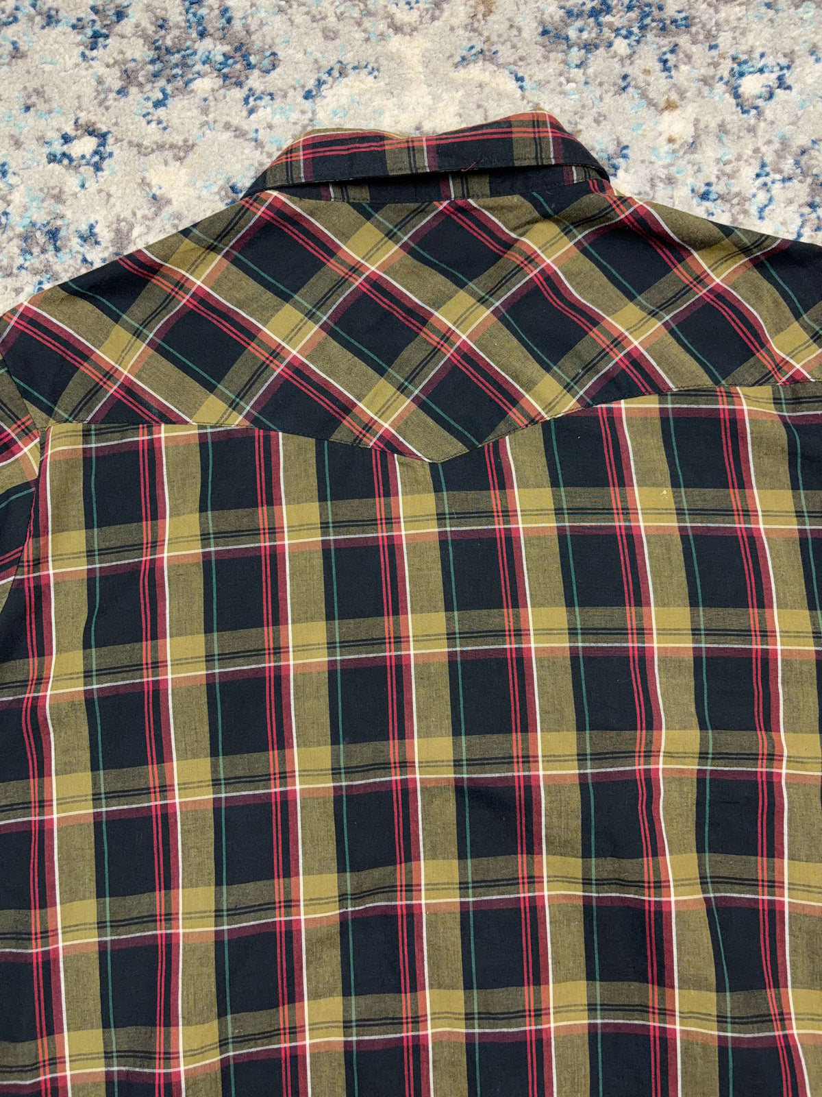 Vintage Wrangler Pearl Snap Plaid Long Sleeve Reworked Cropped Button Up Shirt Size XL