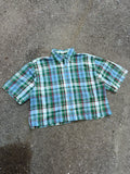 Vintage Windridge Plaid Single Pocket Shirt Sleeve Reworked Cropped Button Up Shirt Size Small