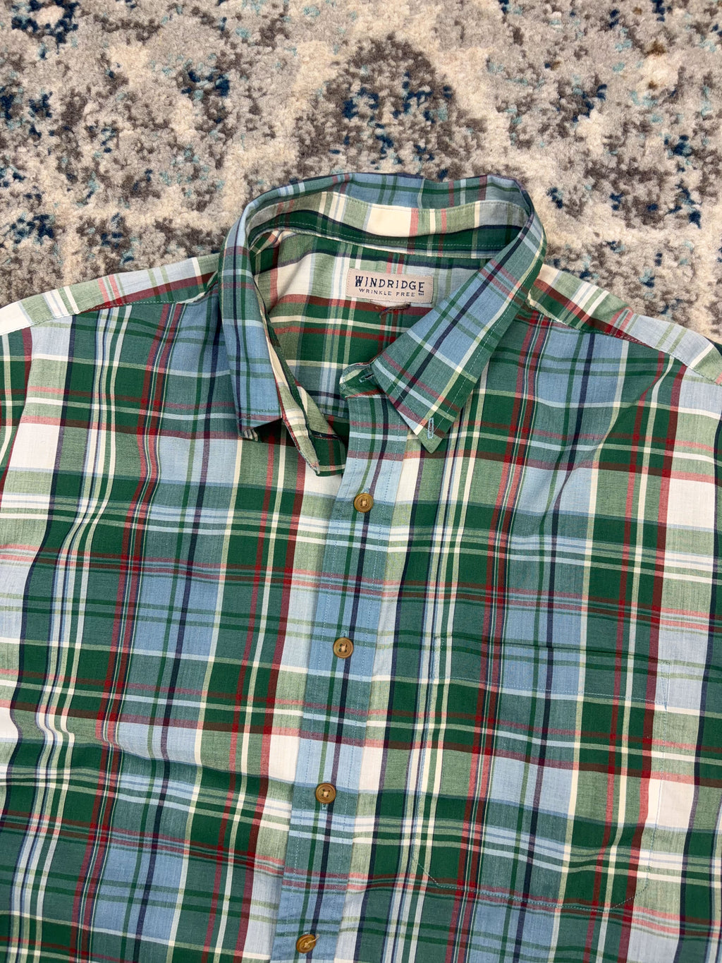 Vintage Windridge Plaid Single Pocket Shirt Sleeve Reworked Cropped Button Up Shirt Size Small