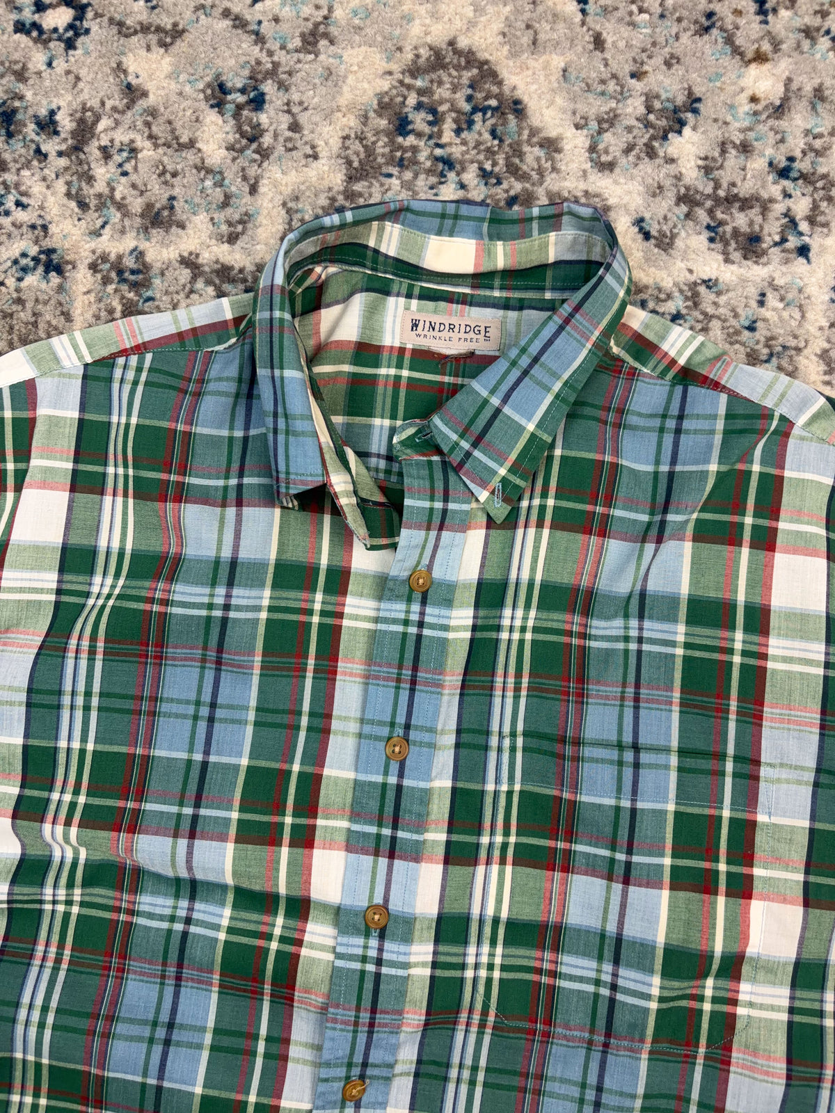 Vintage Windridge Plaid Single Pocket Shirt Sleeve Reworked Cropped Button Up Shirt Size Small