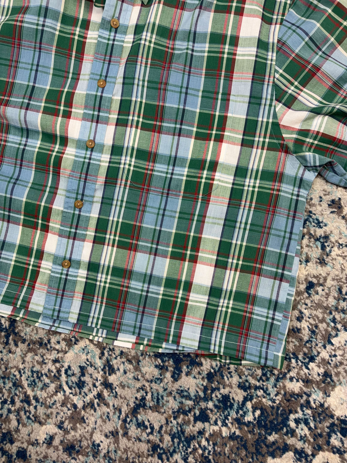 Vintage Windridge Plaid Single Pocket Shirt Sleeve Reworked Cropped Button Up Shirt Size Small