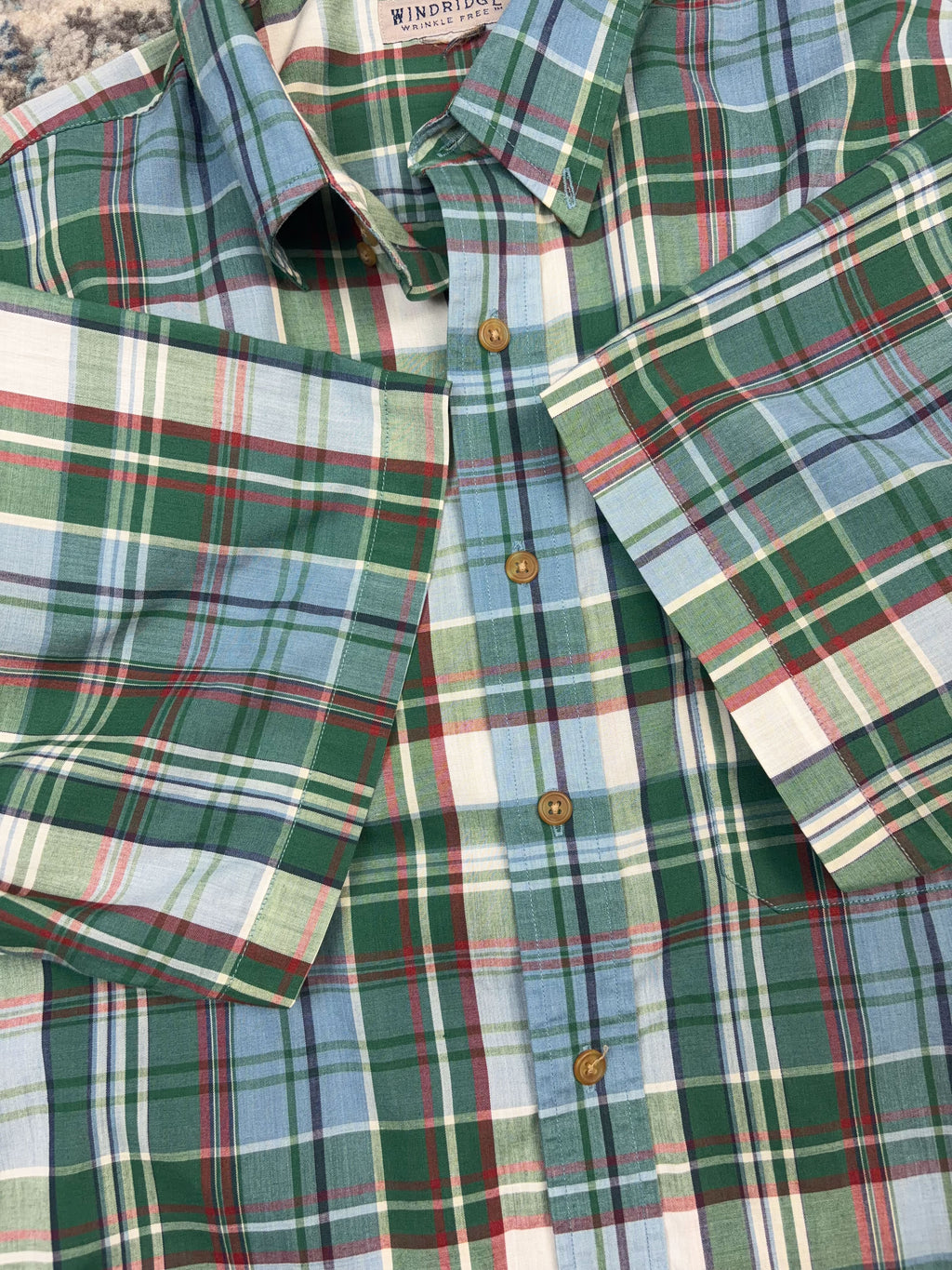 Vintage Windridge Plaid Single Pocket Shirt Sleeve Reworked Cropped Button Up Shirt Size Small
