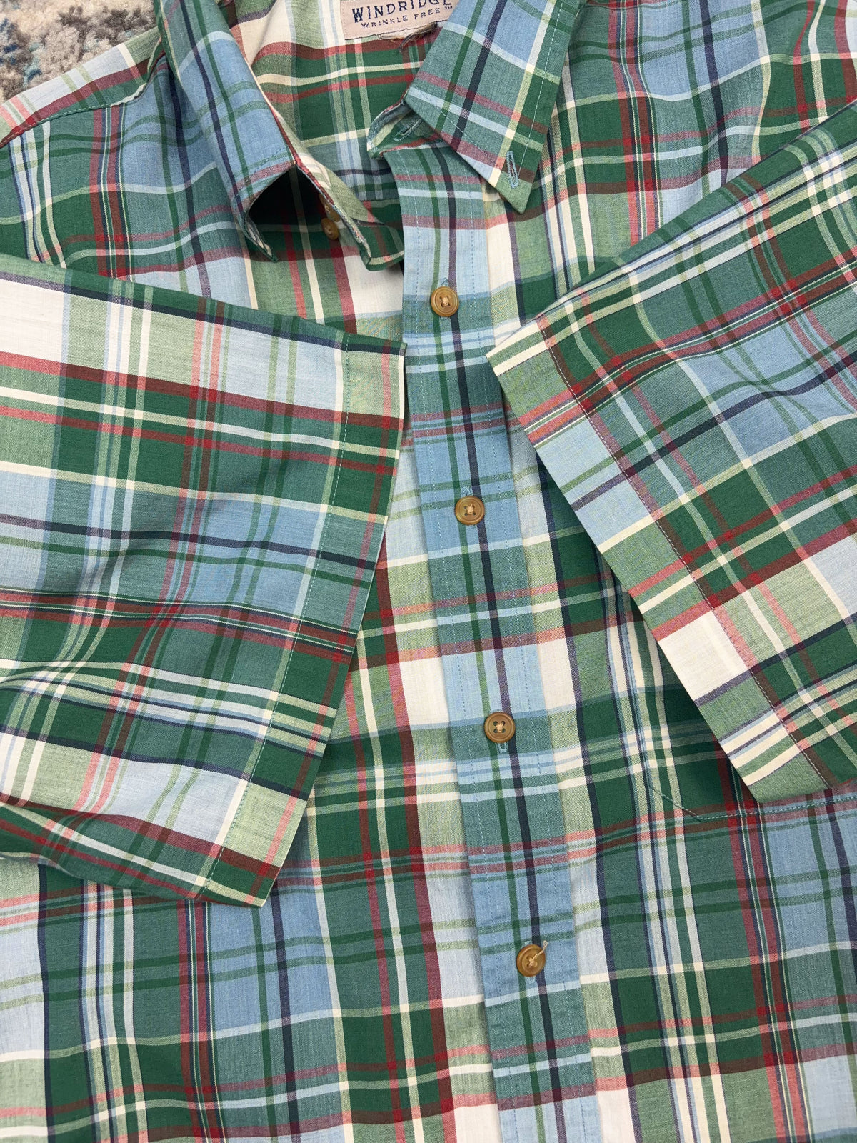 Vintage Windridge Plaid Single Pocket Shirt Sleeve Reworked Cropped Button Up Shirt Size Small