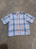 Vintage The Arrow Company Plaid Short Sleeve Reworked Cropped Button Up Shirt Size Medium