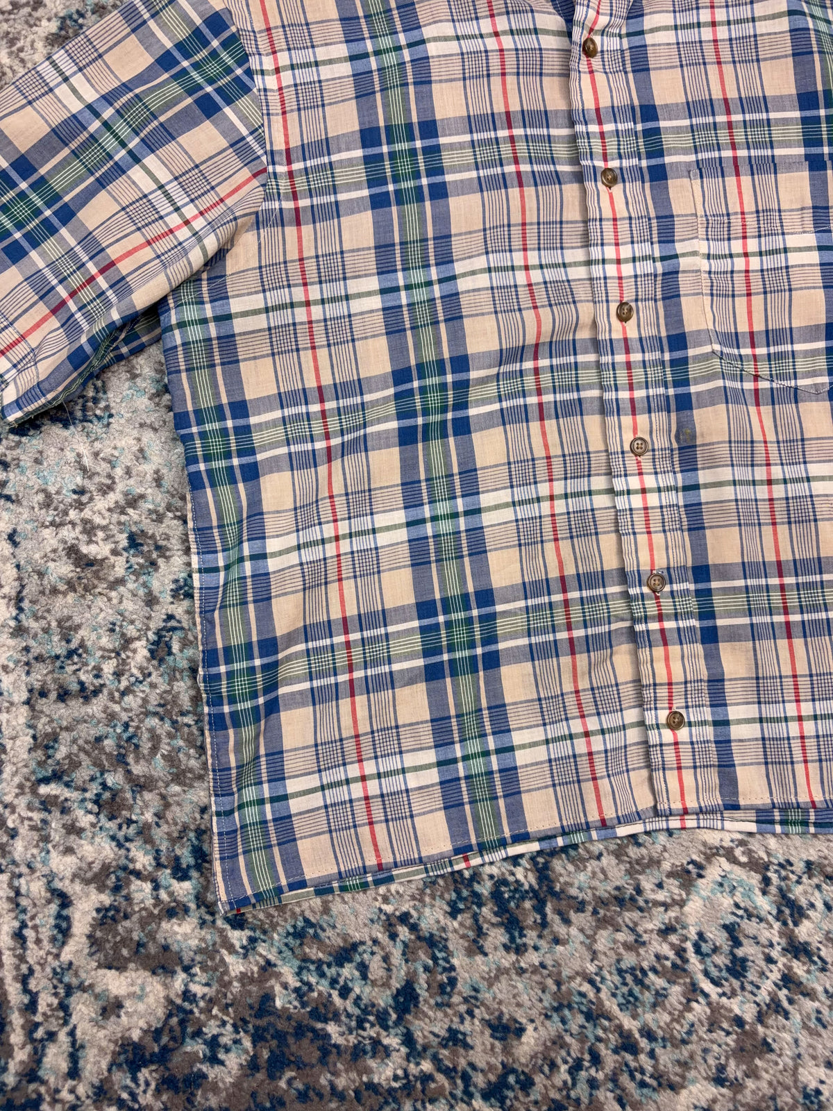 Vintage The Arrow Company Plaid Short Sleeve Reworked Cropped Button Up Shirt Size Medium