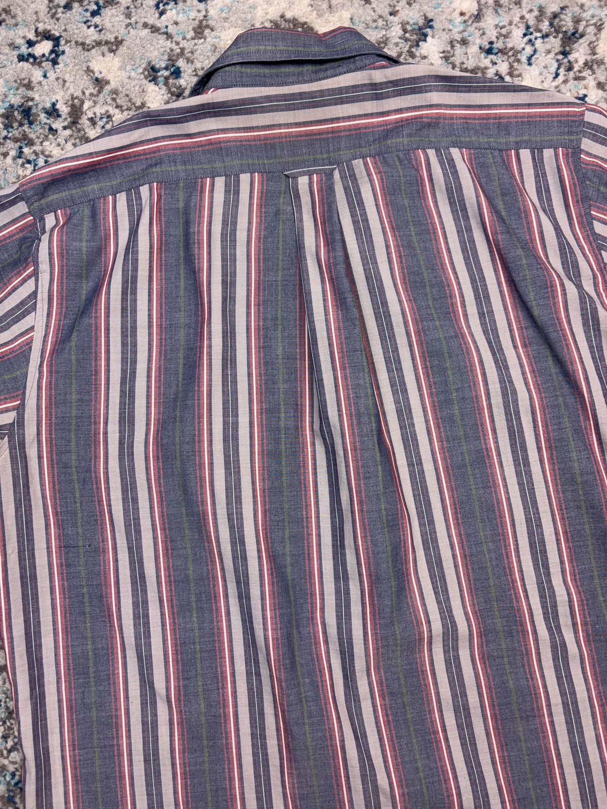 Vintage Towncraft Striped Short Sleeve Reworked Cropped Button Up Shirt Size LT