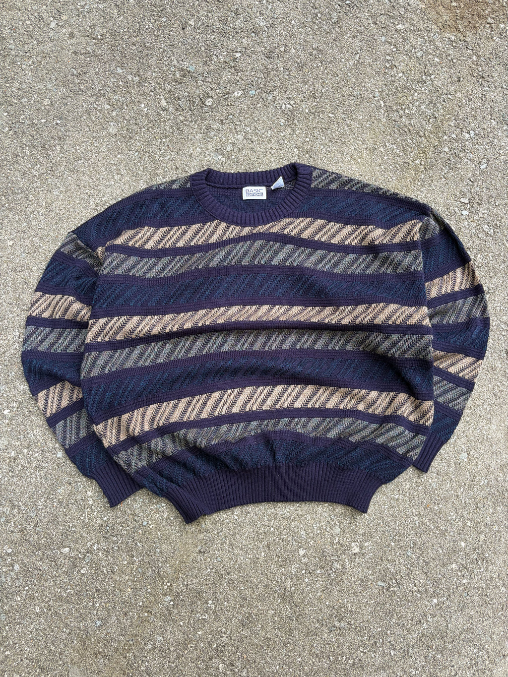 Vintage Basic Editions Striped Pattern Pullover Knit Sweater Size 3XL