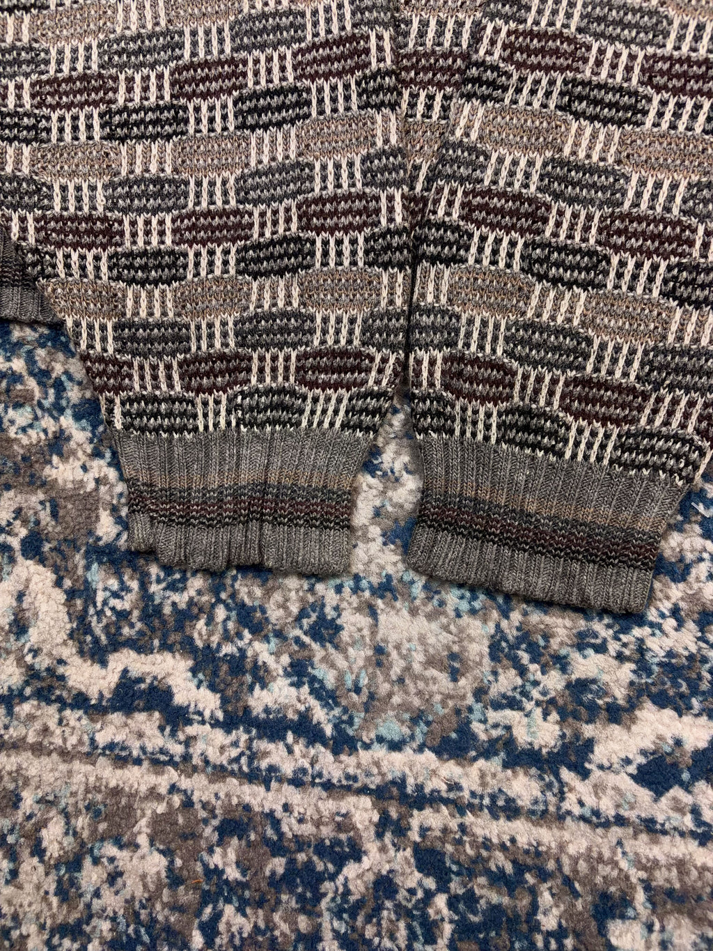 Vintage 90s Natural Issue Block Stripe Pattern Pullover Knit Sweater Size LT