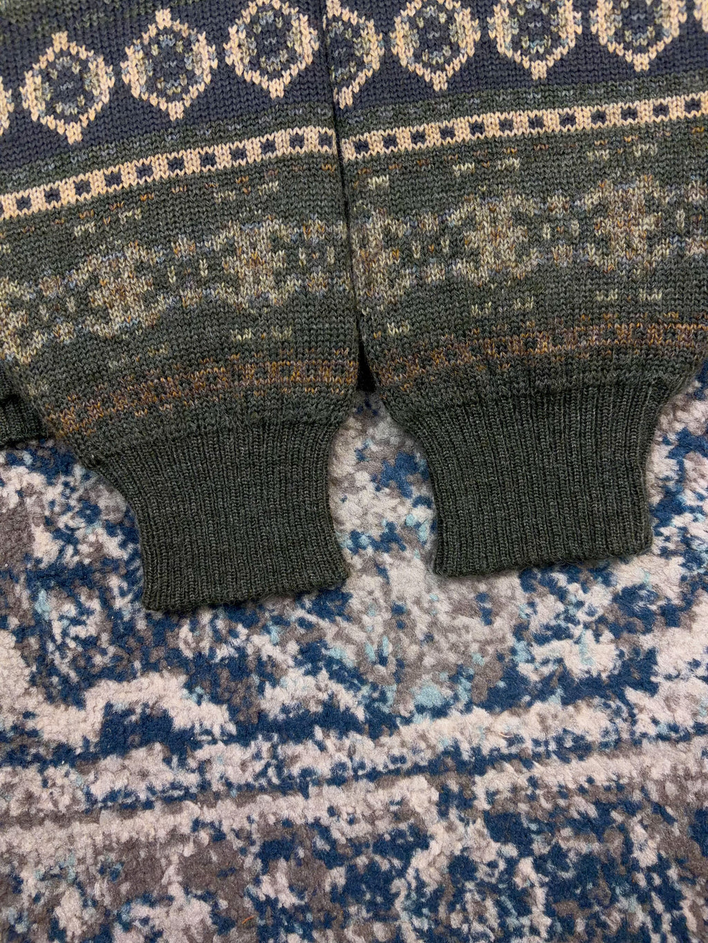 Vintage Nico Floral Stripe Pattern Pullover Mock Neck Knit Sweater Size Large