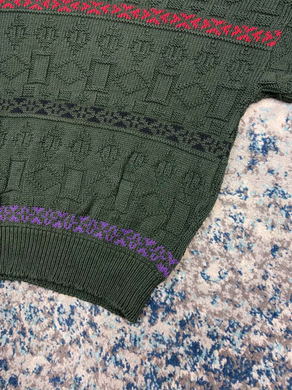 Vintage 90s Lake Harmony Rowing Club Geometric Texture Pattern Knit Sweater Size Medium