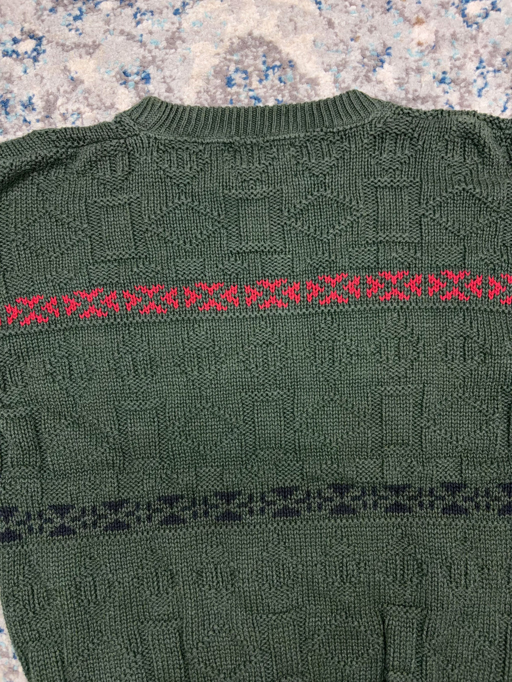 Vintage 90s Lake Harmony Rowing Club Geometric Texture Pattern Knit Sweater Size Medium