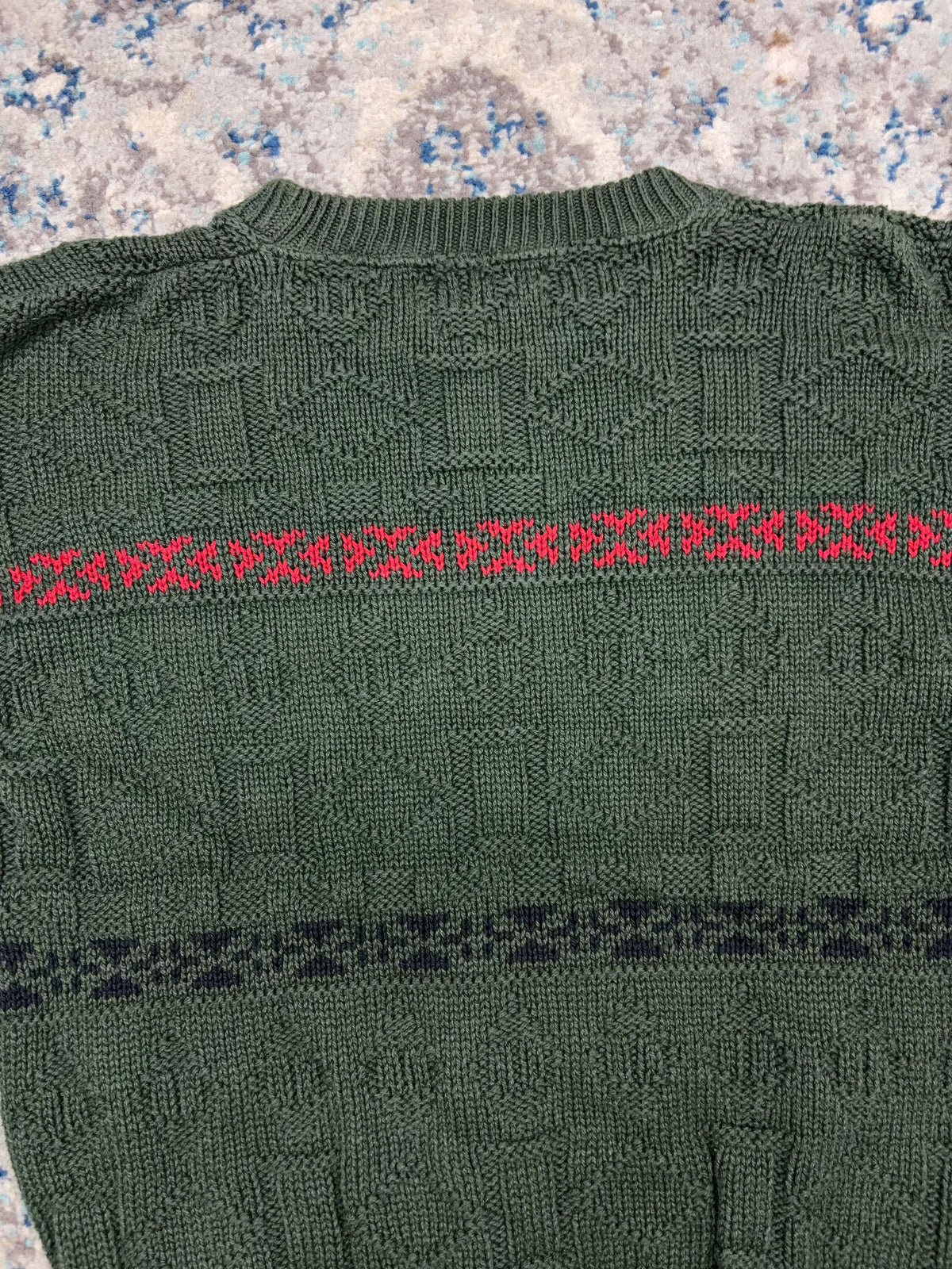 Vintage 90s Lake Harmony Rowing Club Geometric Texture Pattern Knit Sweater Size Medium