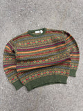 Vintage 90s Peterborough Now 100% Wool Stripe Patter Pullover Knit Sweater Size Medium