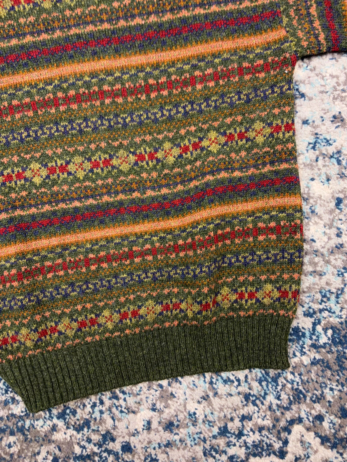 Vintage 90s Peterborough Now 100% Wool Stripe Patter Pullover Knit Sweater Size Medium