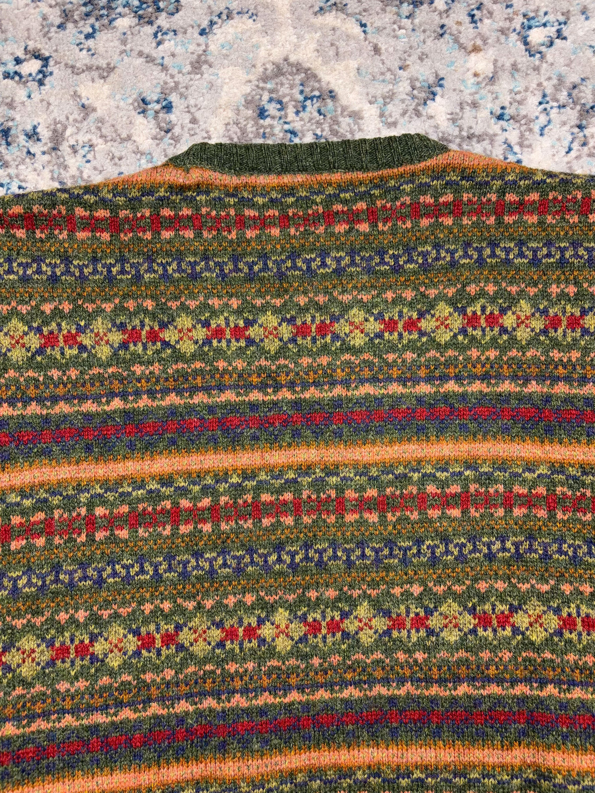 Vintage 90s Peterborough Now 100% Wool Stripe Patter Pullover Knit Sweater Size Medium