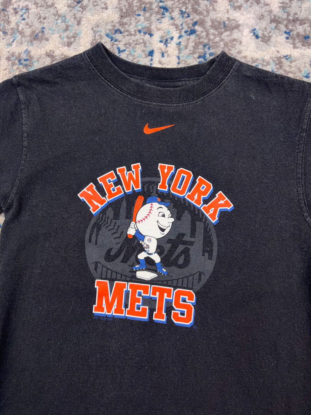 Vintage New York Mets MLB Nike Middle Swoosh Mascot Graphic T-Shirt Size YOUTH 6