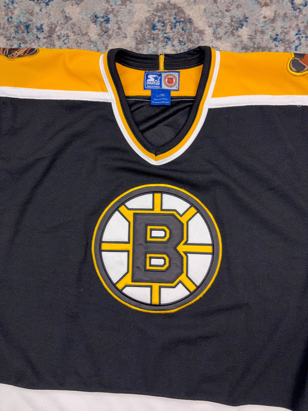 Vintage 90s Boston Bruins NHL Starter Stitched Logo Jersey Size YOUTH L/XL