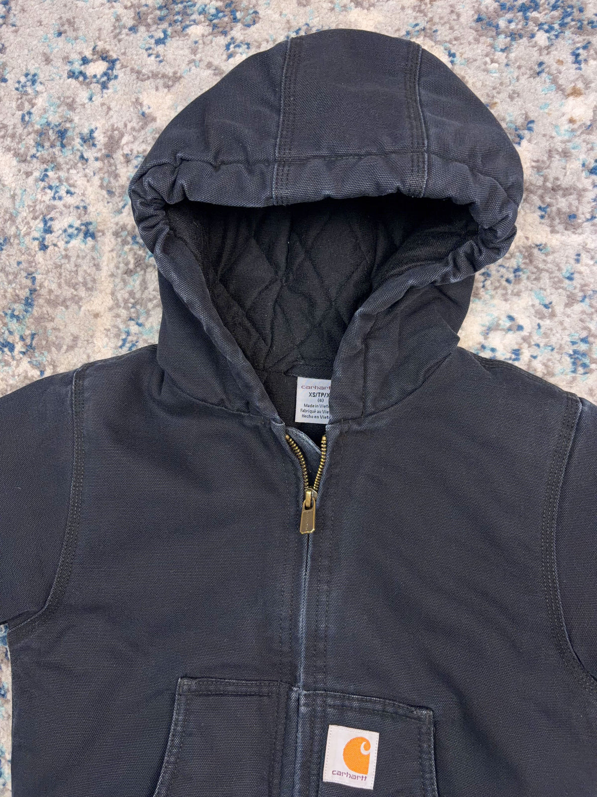Vintage Carhartt Canvas Workwear Insulated Hooded Active Jacket Size YOUTH XS (6)