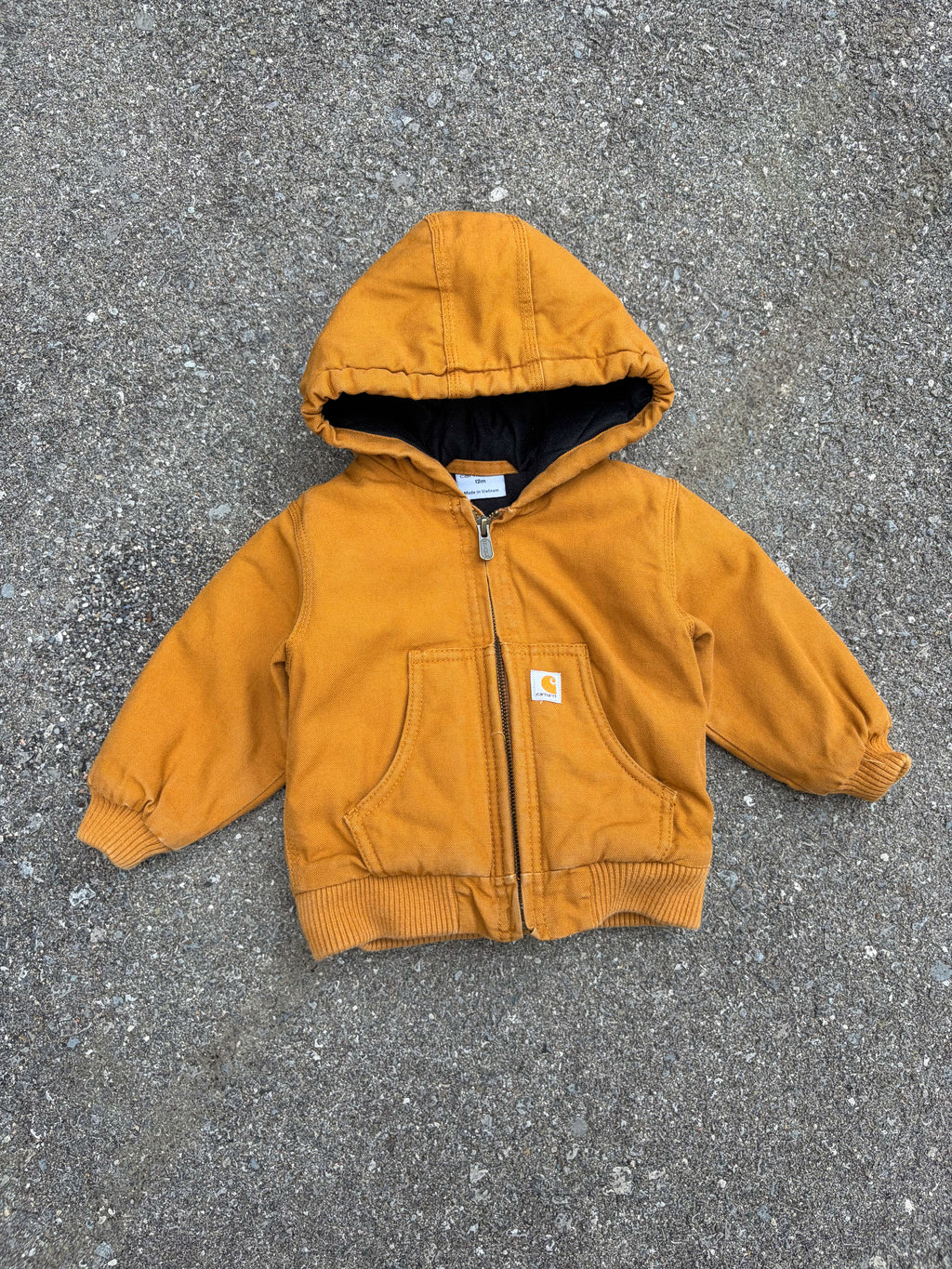Vintage Carhartt Canvas Workwear Insulated Hooded Active Jacket Size YOUTH 12M